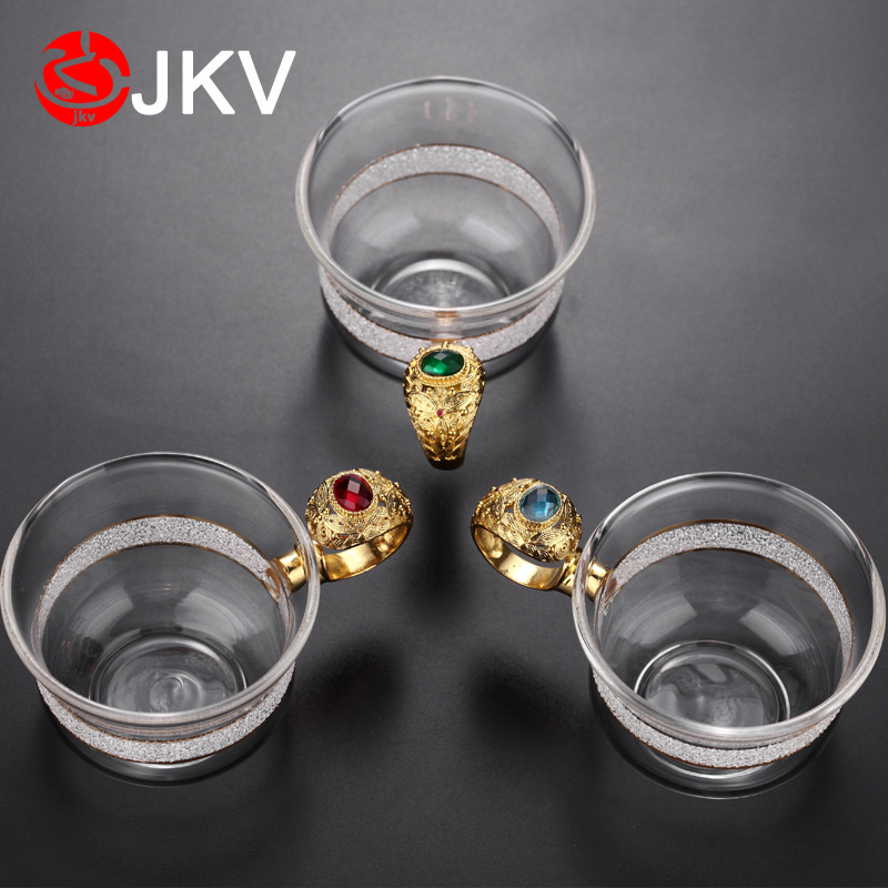 Crystal ring tea cup heat-resistant glass tea bowl master cup single cup personal cup pure handmade tea cup kung fu tea set
