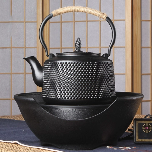 JKV японский чугунный чайник, набор чайников с кипящей водой, черная хрустальная плита, специальный чайник для чая, уголь, огненный чайник вокруг плиты, чайная плита