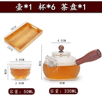 CB47 с твердыми деревянными ручками+6 чайных чашек Lotus+1 бамбуковая тарелка