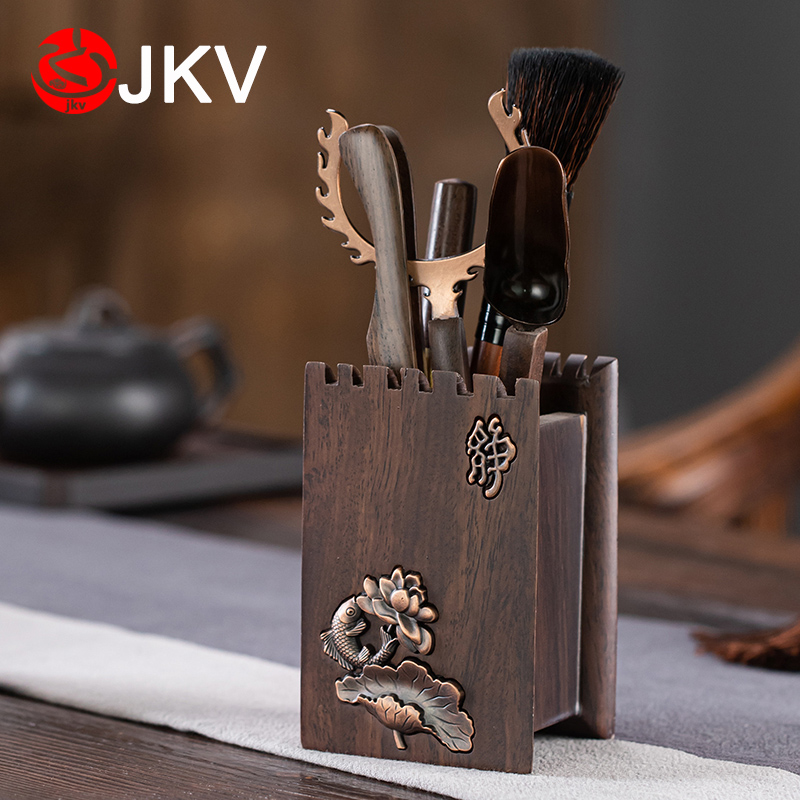 Tea Walk Six Gentlemen Suit Black Sandalwood Solid Wood Tea Clip Tea Knife Tea Shovel Raising Pot Pen Tea Spoon Set Qigong Fu Tea Accessories