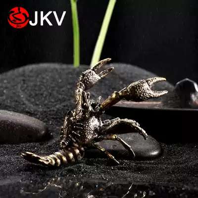 Personality crayfish tea table ornaments pure copper tea pet boutique can raise small tea play pot cover set to creative tea set accessories