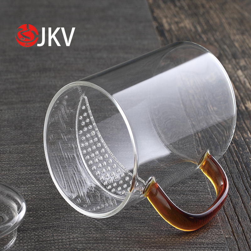 Crescent cup glass tea cup heat-resistant filter with lid flower tea green tea cup office tea cup men and women transparent cup