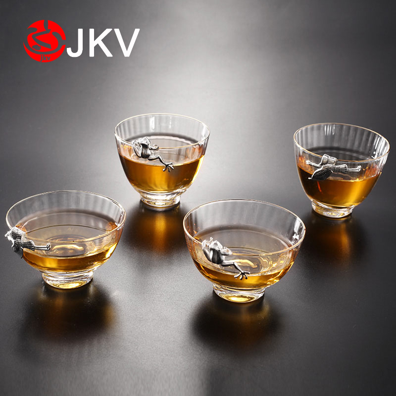 Crystal master cup inlaid silver glass tea cup heat-resistant personal cup kung fu tea set Japanese cup small tea bowl drinking tea cup