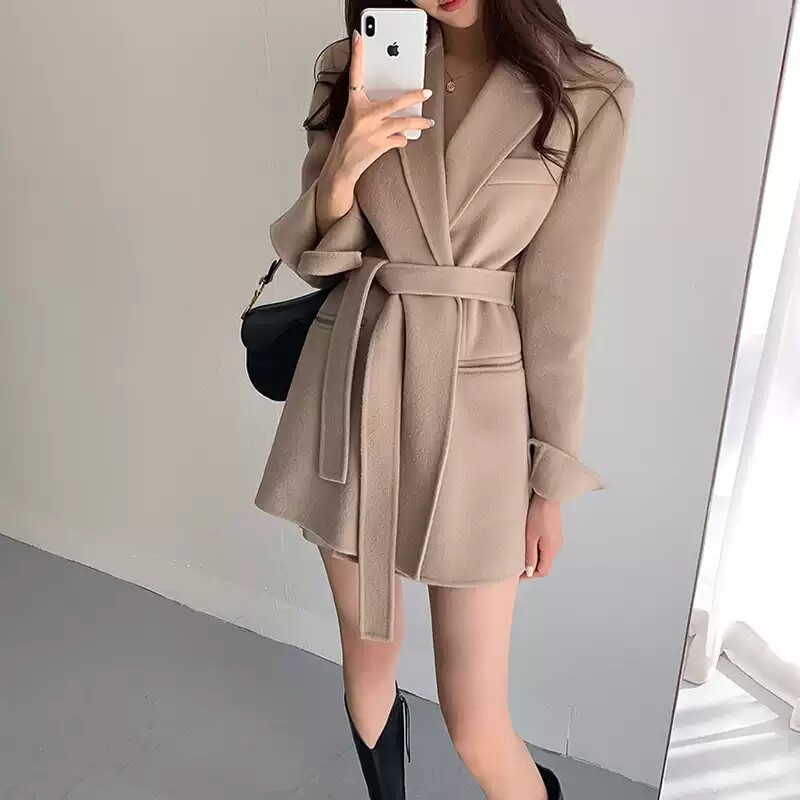 Hepburn style high-end double-sided cashmere coat Women's small cloak short coat wild autumn and winter