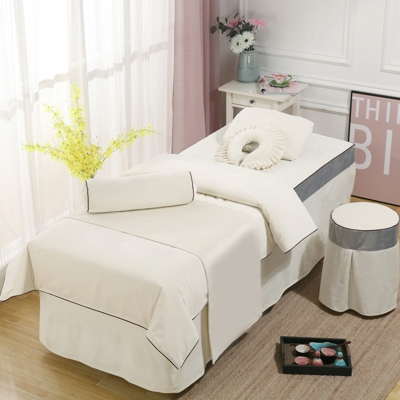 Beauty bed cover Four pieces of Nordic Wind upscale minimalist Goose Down Beauty Salon Massage Bed Cover LOGO Custom