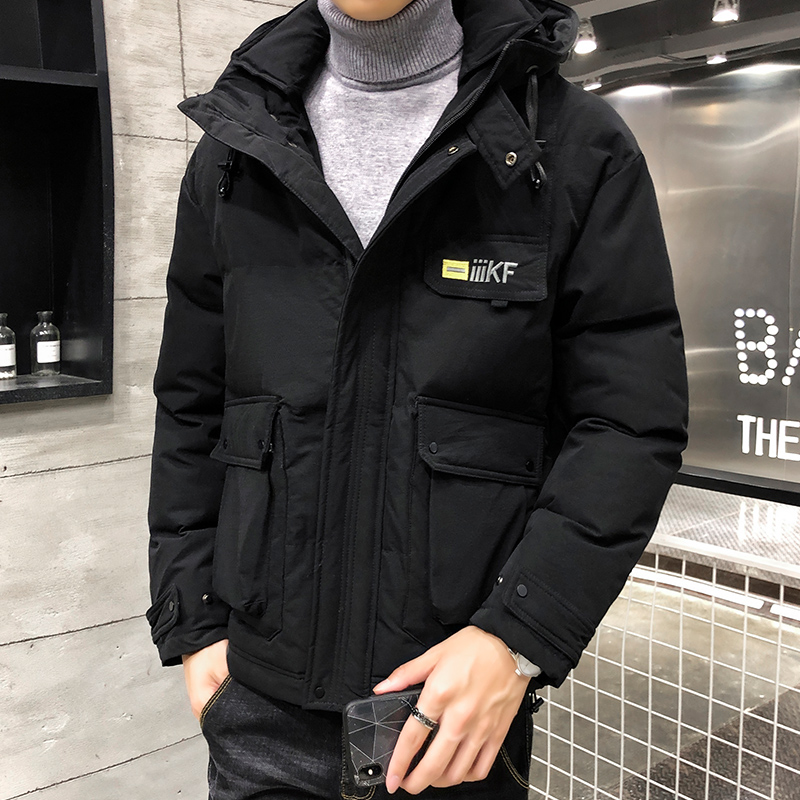 工装防寒帅气棉袄中长款日系毛领男士棉服加大棉衣男羽绒大码外套