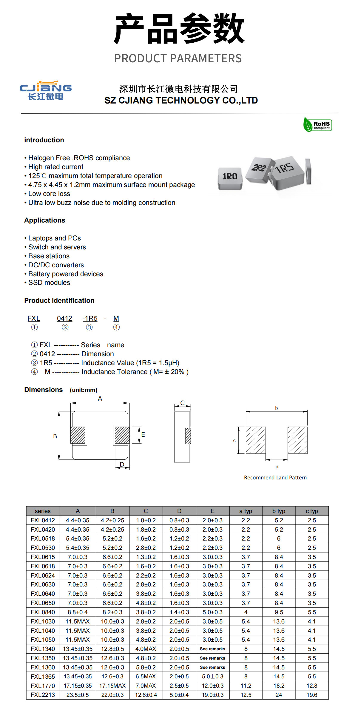 Original CJiang (Changjiang Microelectronics) geformter Leistungsinduktor FXL1040-100-M | 10uH | SMD | 11,5x10mm – Detail 2