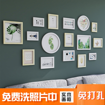 Living room photo wall decoration Baby photo frame hanging wall creative personality combination washing photos Photo wall free punching