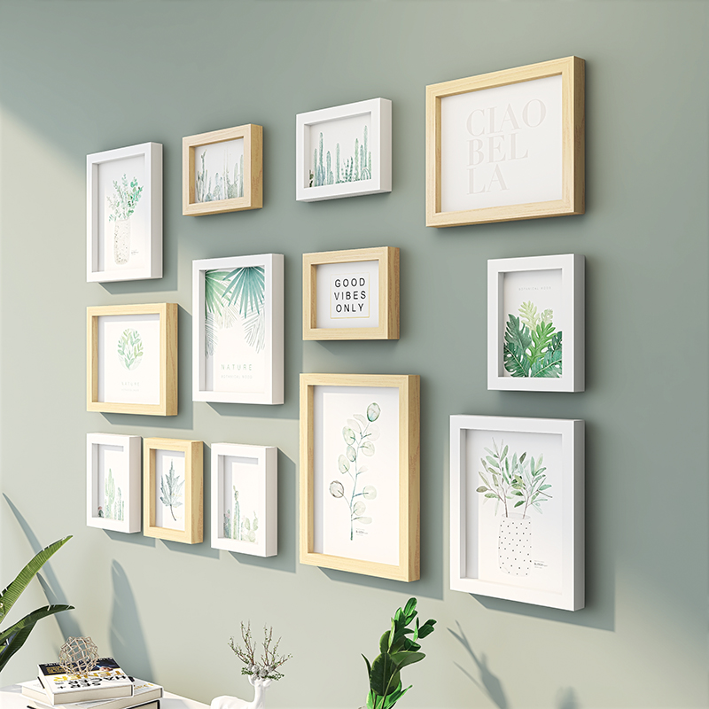 Solid wood Seven inch photo frame hanging wall combined bedroom baby photo wall parent-child picture frame custom wash photo made into photo frame