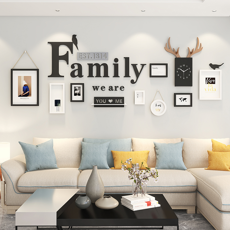 Nordic Wind Living Room Decoration Painting Sofa Background Wall Mural Wall Painting Atmospheric Wall Painting Light Extravagant and Punch Wall Creative Hanging