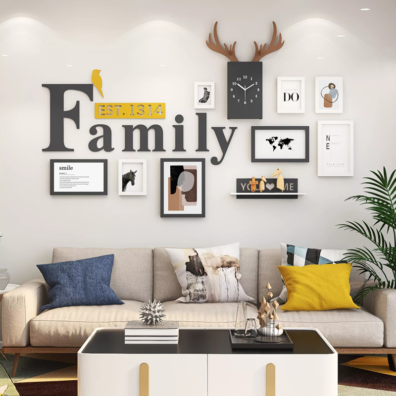 Nordic photo wall decoration ins wind living room photo frame hanging wall combined creative personality wall-wall photo wall free of punch