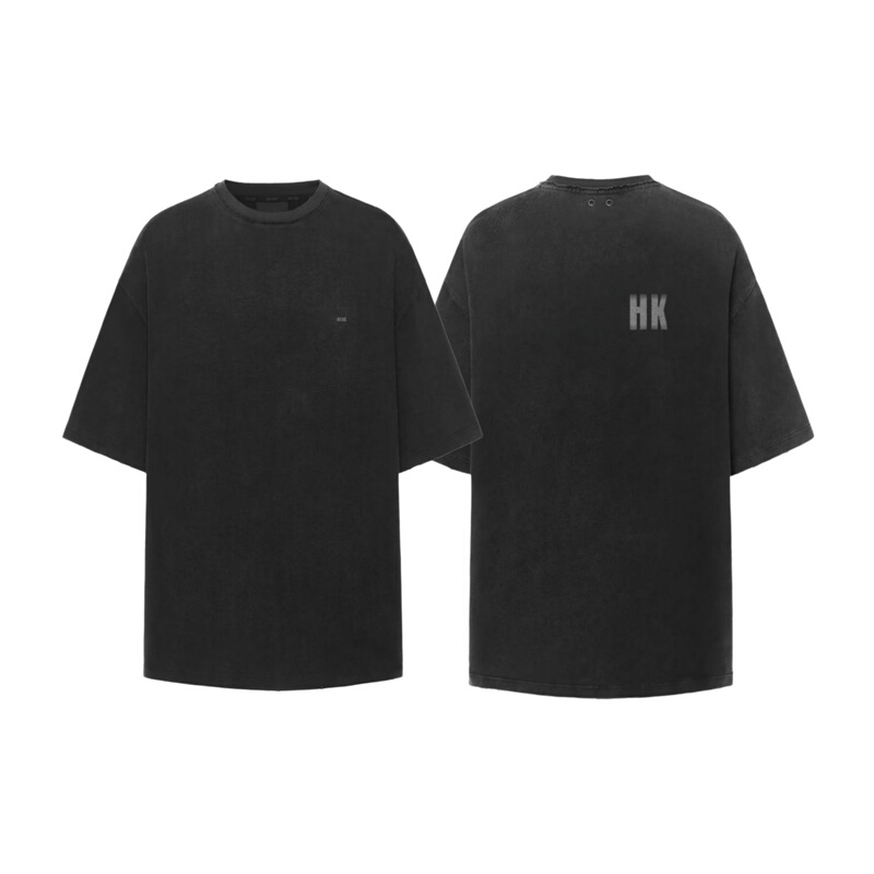 Correct Lettering/Wang Jiaer's Same Style New Product Hong Kong City Limited Edition Washed and Distressed Letter Print Unisex Short-Sleeve T-Shirt