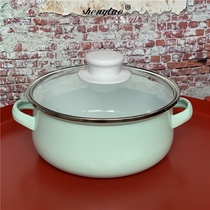 16-24CM enamel enamel soup pot double ear thickened saucepan pan-bottom boiler gas universal