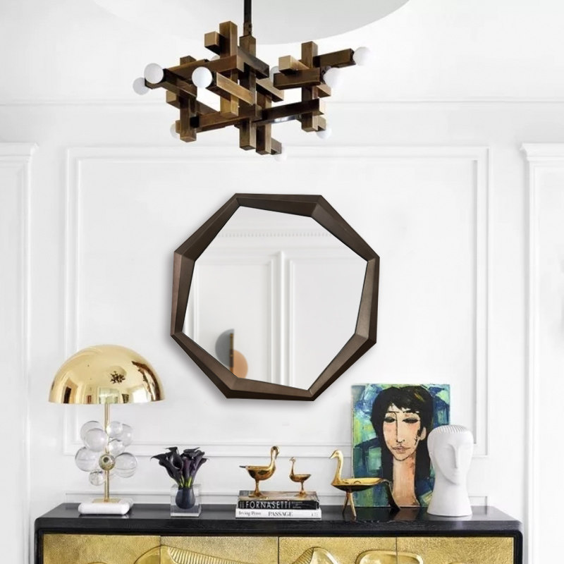 American New Chinese composition Brief Decorative Mirror Versatility Background Wall Decoration Office Feng Shui Wall-mounted Mirror