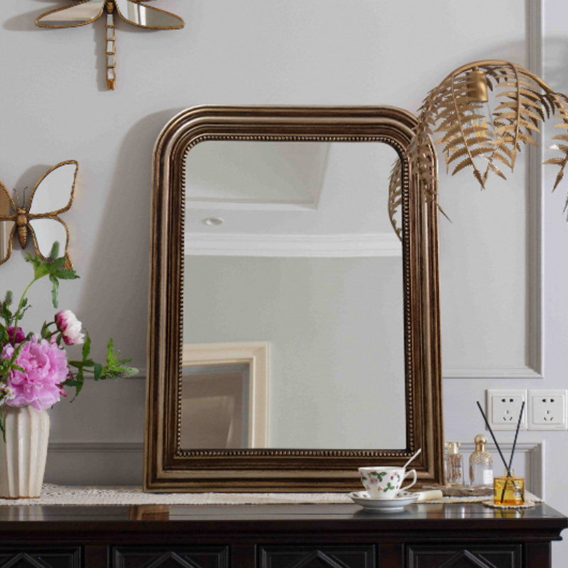 Retro doing old floor leaning on makeup mirror Getting started Genguan Decorative Mirror Background Wall Hanging Mirror Eu Style Dressing Room Mirror