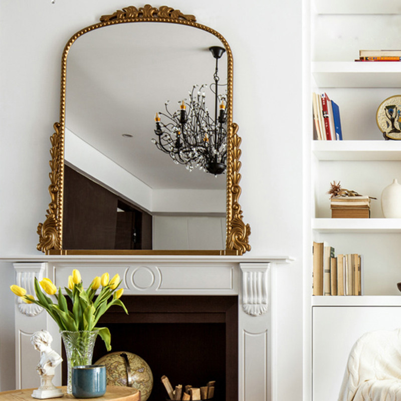 Nordic retro bathroom mirror porch background wall living room decorative mirror home vanity mirror bedroom dressing light luxury mirror