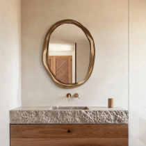 Mirror irregular three-dimensional wash bathroom mirror smart French retro makeup mirror home vanity mirror ins decoration
