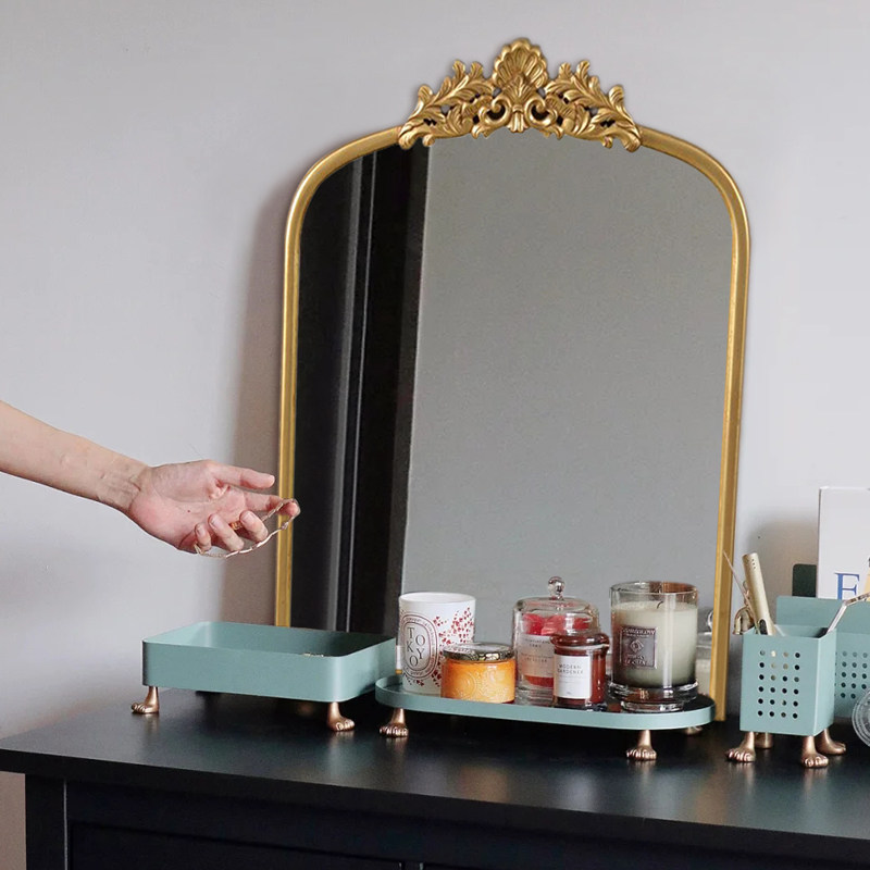 Eurostyle desktop make-up mirror by wall light and luxurious floor wearing full body mirror retro decorative mirror HD Bathroom Makeup Mirror