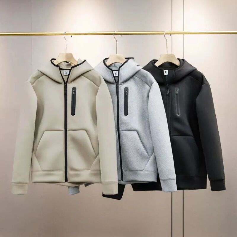 Air Layer Lightweight Rebound Fluffy Quick-Drying Japanese Style Men's Casual Sports Zipper Sweatshirt Cardigan Windbreaker Jacket