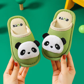 Cartoon children's autumn and winter linen slippers