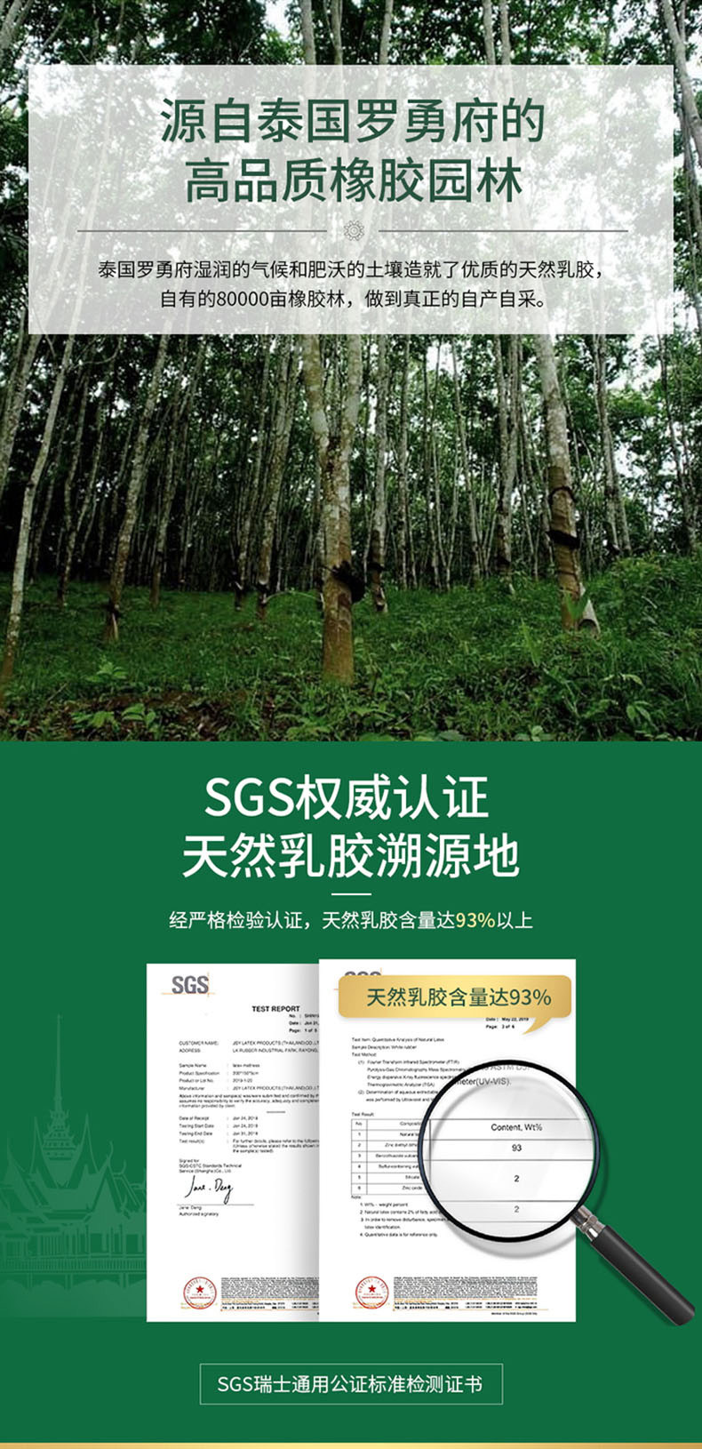 泰国总理推荐 jsylatex 5cm天然乳胶床垫 1.5*2m 图3