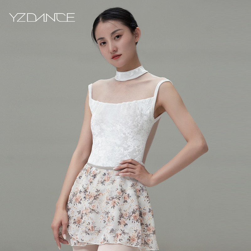 English Ballet Dancer Dance Suit Women's Summer Adult Gymnastics Suit with high collar and body-based training performance Practice Costume