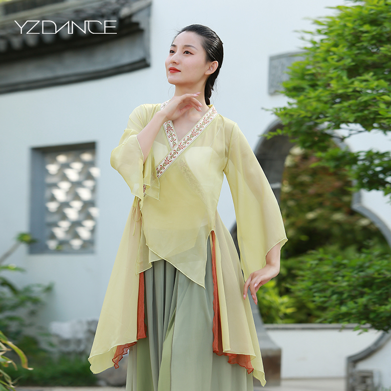 Yingzi classical dancer adult body training clothes elegant ancient style outside draped rhyme clothes gauze ethnic dance clothes