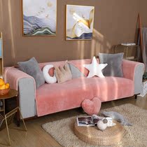 Sofa cushion winter set rabbit plush Nordic winter thickened cushion four seasons universal leather sofa cover towel non-slip