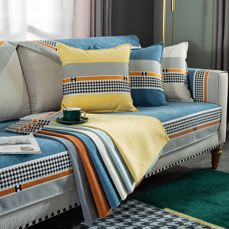 Chenille sofa cushion four seasons universal seat cushion high-end light luxury living room simple non-slip sofa cover cover cloth towel