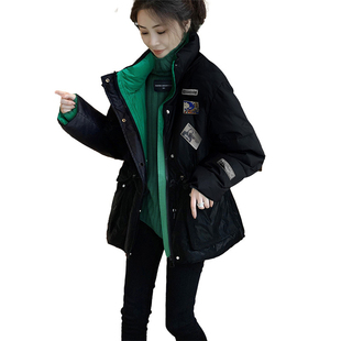 黑色加厚派克羽绒服女高端洋气韩版外套小个子2022年冬季新款欧货