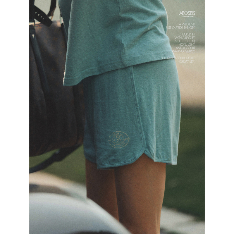 Arosris |   Nearby Area News 90S Retro Sports Style American College Tennis Print Hemp Casual Shorts