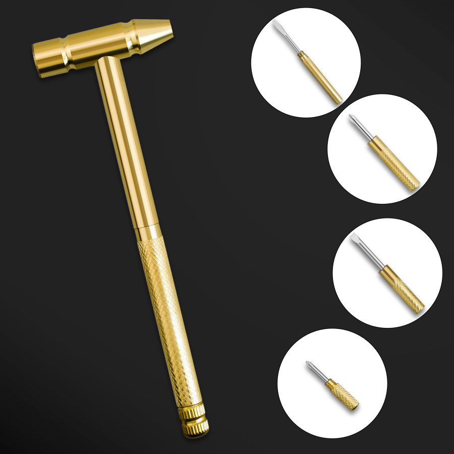 Mini Multi-Functional Small Copper Hammer, Household Small Hammer, Five-In-One Copper-Plated Hammer, Round Head Hammer, Knife Hammer, Iron Hammer