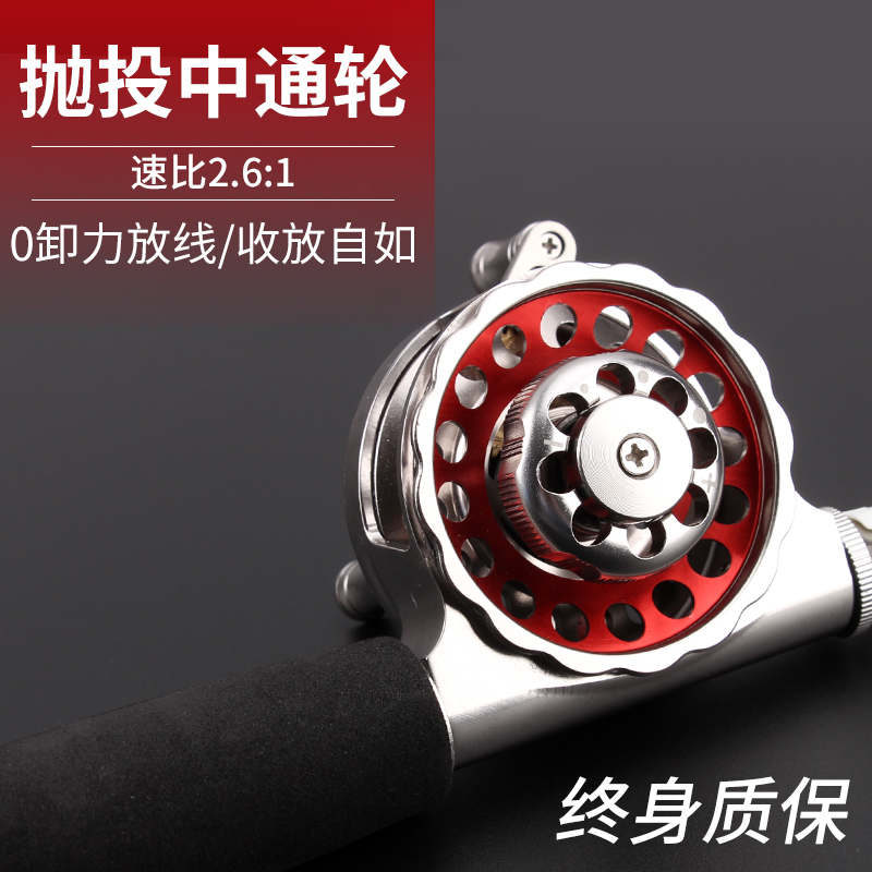 In retrofit with fishing wheel speed ratio wheel through wheel can throw pass through the fish rod wheel through fishing rod