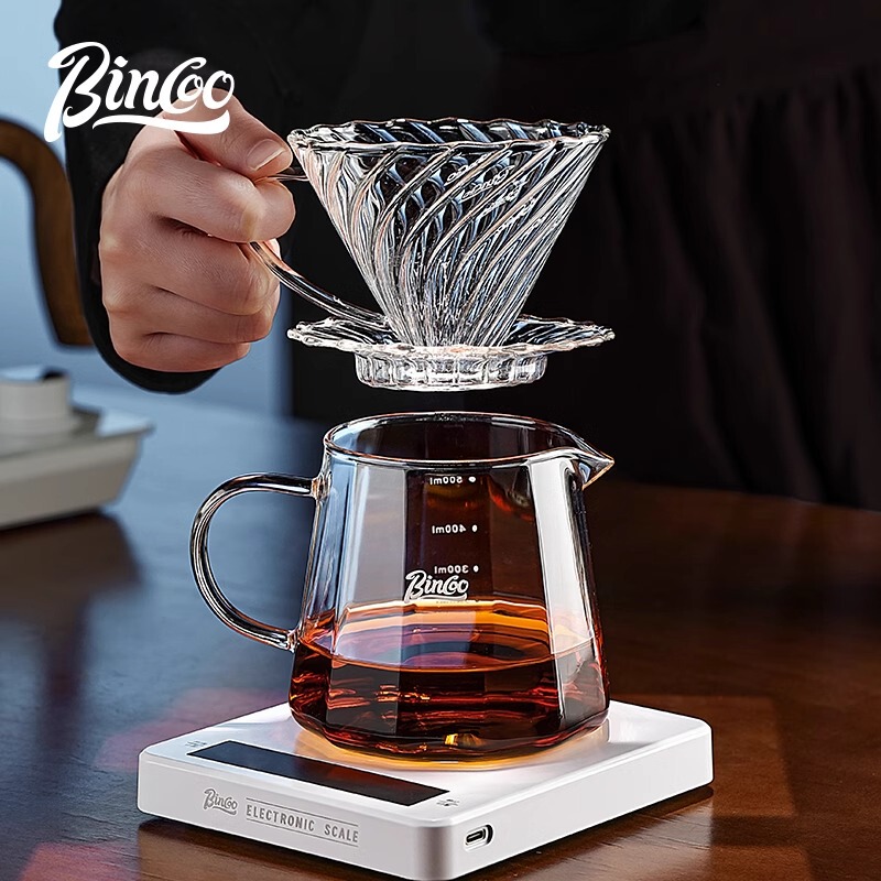 Bincoo Hand-Brewed Coffee Pot Set V60 Filter Cup High Borosilicate Glass Sharing Pot Set Drip Coffee Equipment