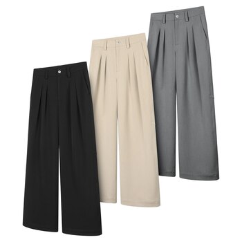 Ambsom tr basic three-dimensional double pleated a-line loose draped casual commuter four-season trousers casual pants