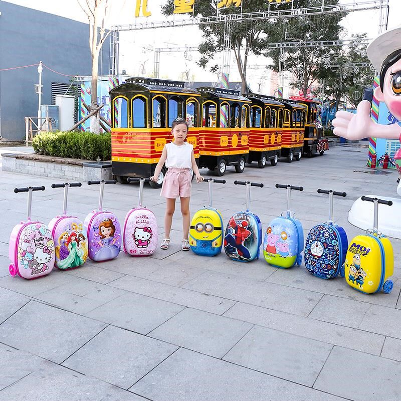 Children's suitcase with scooter suitcase pull-lever case to sit on a skateboard child drag box male and female child