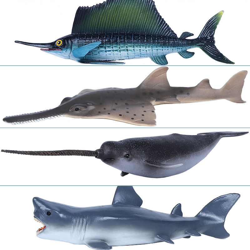 Simulation Marine Life Animal Model Unicorn Whale Toy Flag Fish Great White Shark Sawmill children Cognitive Boy Gift