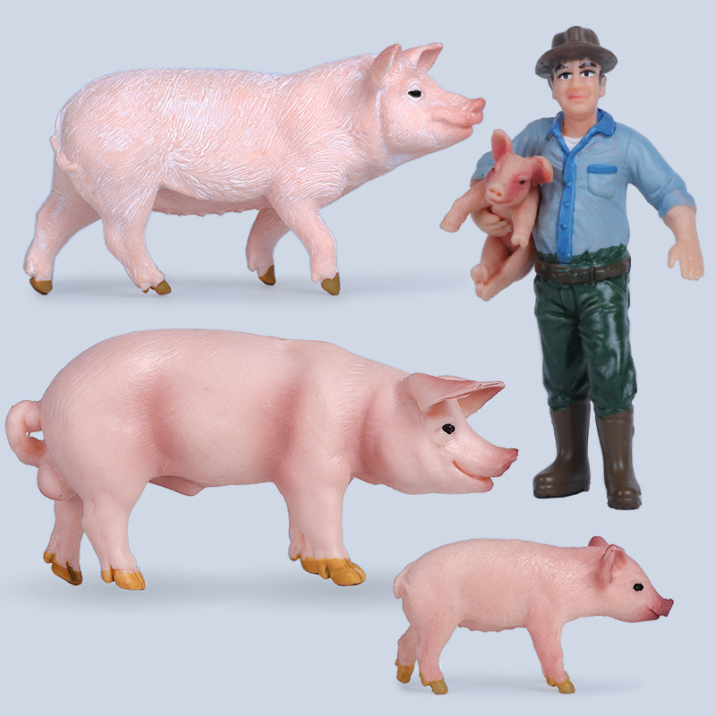 Simulation farm pig toy animal model solid plastic doll children's cognitive gift ornaments