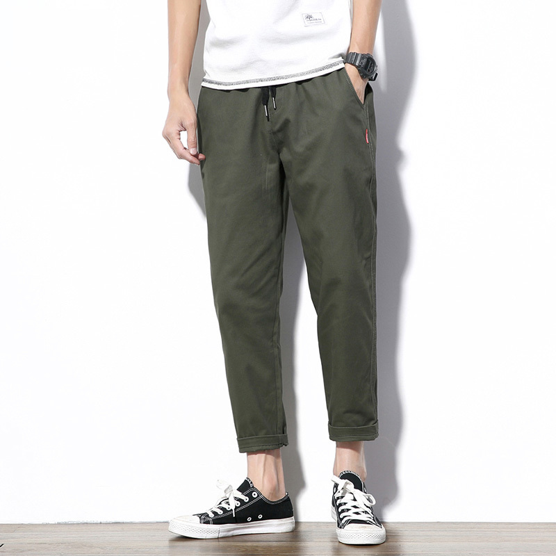 GOOMIL LEE summer straight nine-point casual pants men's Japanese drawstring loose trend large size overalls