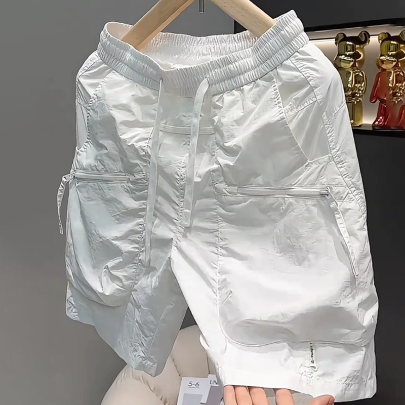 2025 New High-End Ice Silk Workwear Casual Shorts Men's Summer Quick-Drying Loose Five-Point Sports Beach Shorts