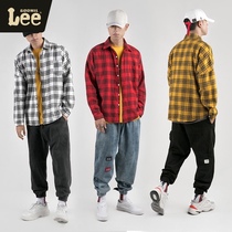 GOOMIL LEE spring and autumn mens shirt trend fashion loose plaid long sleeve shirt lapel casual versatile