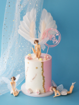 Flower fairy angel doll Elf birthday cake decoration decoration baking feather princess cloud baking plug-in