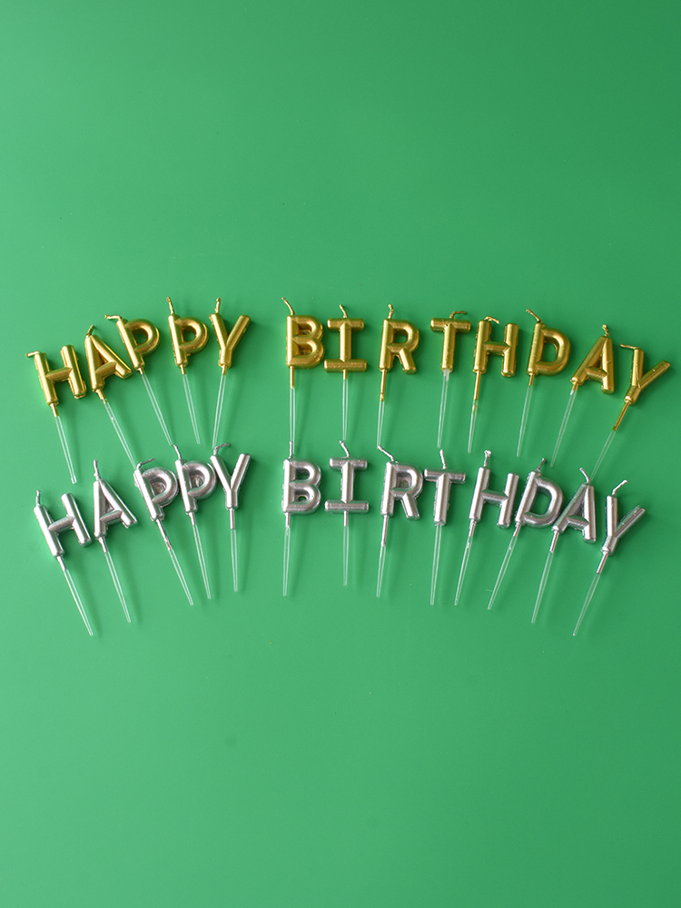 Gold silver digital Happy birthday cake small candle plug-in letter decorative ornament happy birthday