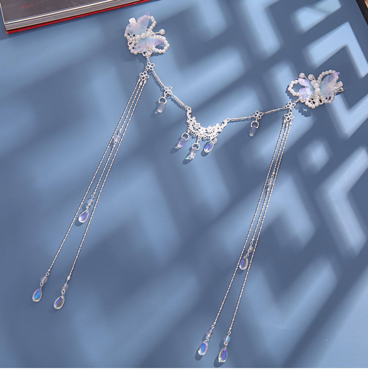 Elegante glänzende Strasssteine, lange Quaste, Haarbekleidung, Wassertropfen, Kristall, Retro-Haarband für Frauen, Accessoires im chinesischen Stil – Detail 8