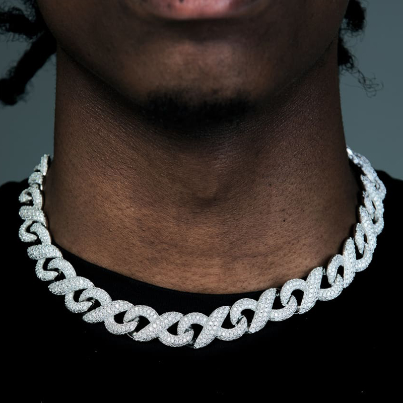 CHALAVRO & DW Cuba Chain Full Diamond Unlimited Chain Hip Hop Jewelry Men's Necklace European and American Women's Fashion Brand Jewelry ins