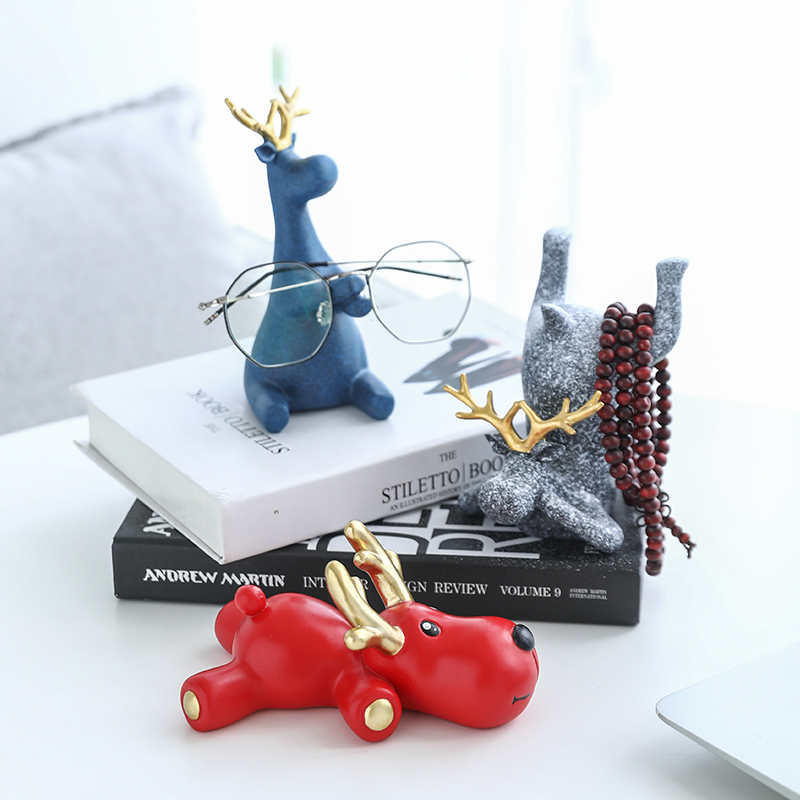Creative Little Deer Spectacle Frame Sub Glasses Shop Desktop Display Props Decoration Cute Resin Spectacle Bracket Pendulum 
