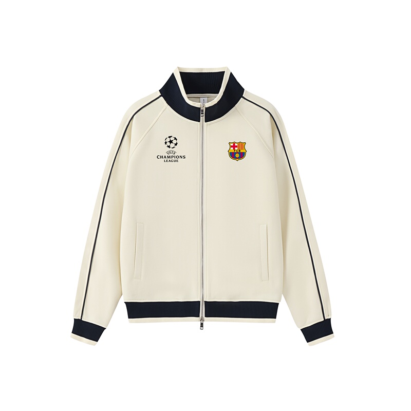 Champions League Barcelona Football Jersey Basic Color-Blocked Stand-Up Collar Zipper Couple Heavyweight Sweatshirt Cardigan Casual Sports Jacket