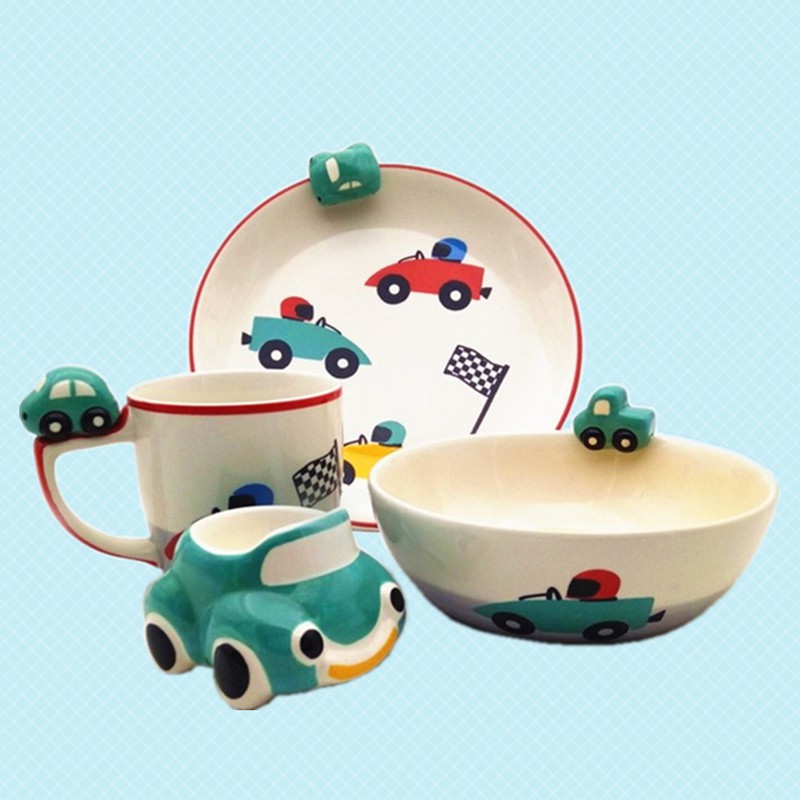 Thailand imported ceramic tableware children car glass mugs bowl dish children gifts