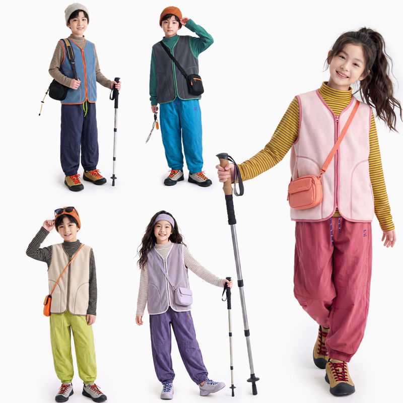 【Spring and Autumn Inner Layer or Outerwear Vest】New Fleece Vest for Older Children, Boys and Girls, Zipper Outdoor Wear