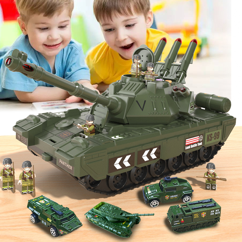 Children's tank toy car model boy toy drop-resistant large alloy military car 2 suits 3 years old 4 - Taobao